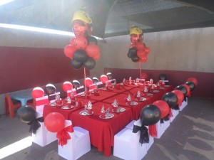 A Ladybug party set-up by Hassle Free Kids Party 